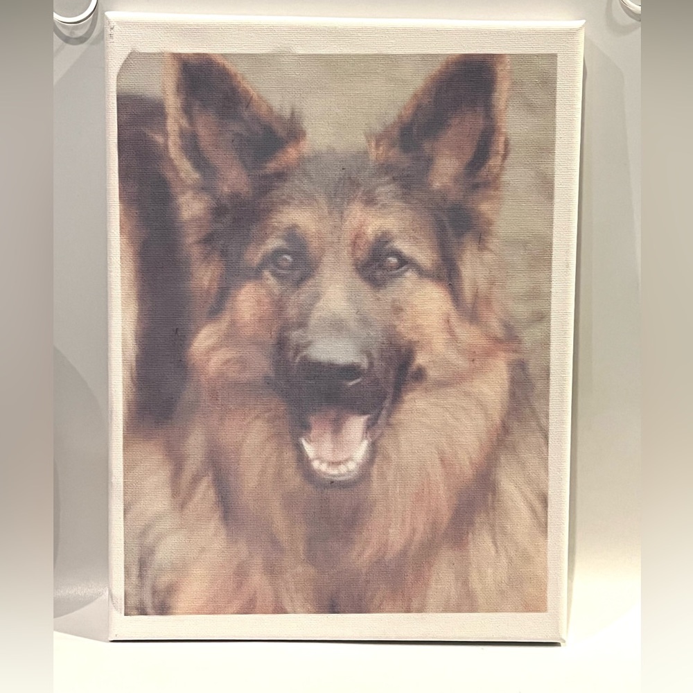 “German Shepherd” dog canvas sign.